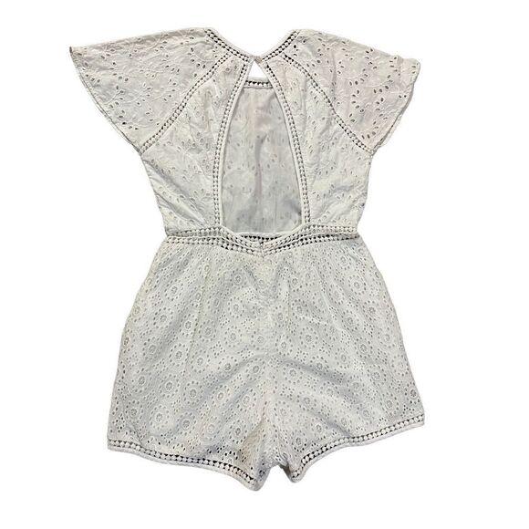 Tularosa Revolve Milk white eyelet lace cutout back Brynn romper sz Small - Picture 5 of 12